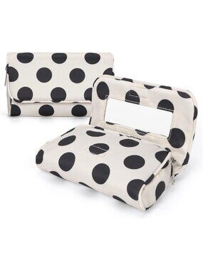 Trendy Lightweight Nylon Makeup Bag with Mirror, Portable Cosmetic & Toiletry